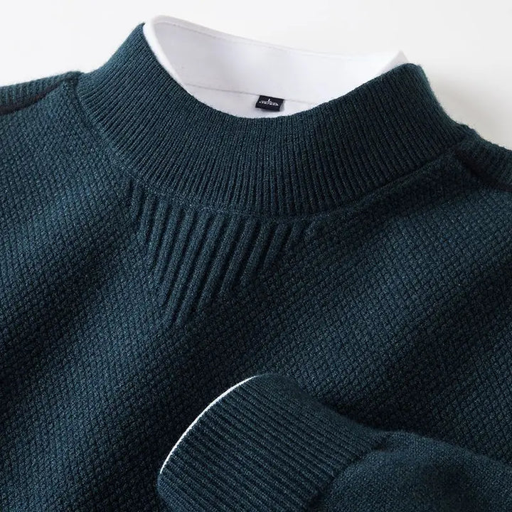 Harriden | Jacquard Knit Sweater with Ribbed Mock Neck for Men
