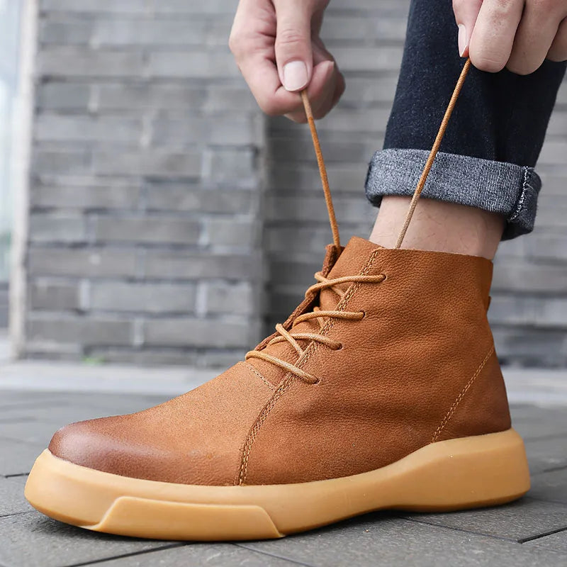 Parker | Leather Shoes with Ankle Height Profile and Cushioned Sole for Men