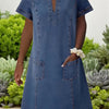 Indigo - Women’s Short Sleeves Soft Denim Dress