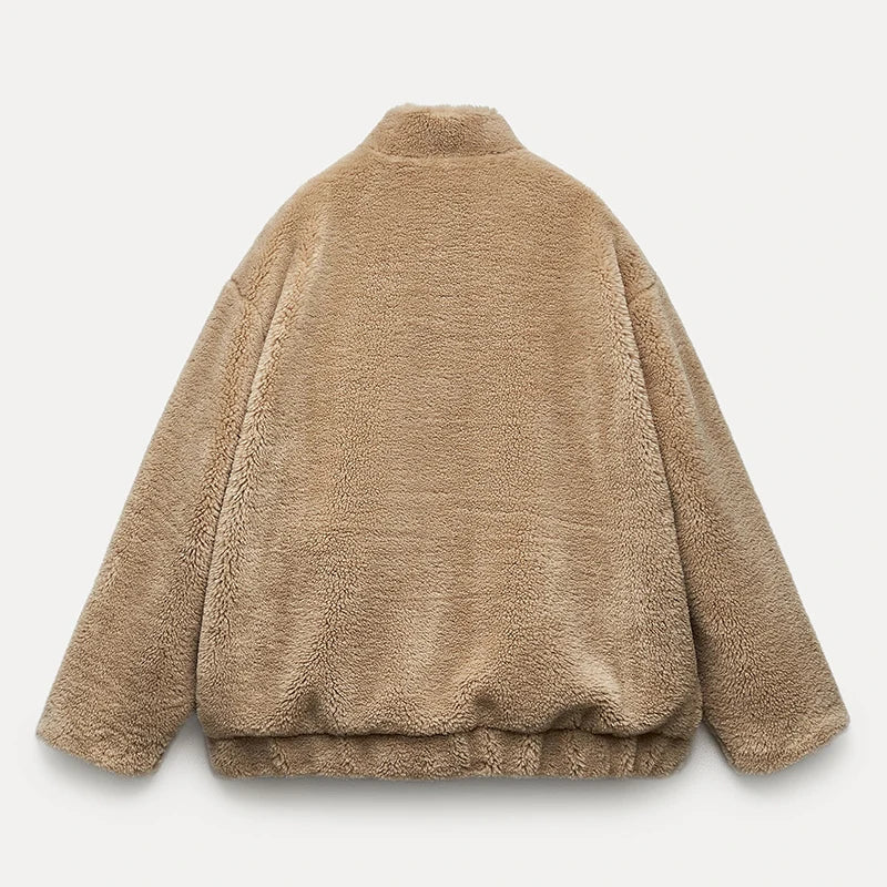 Adelaide | Teddy Faux Fur Coat with Drop Shoulder Drape for Women