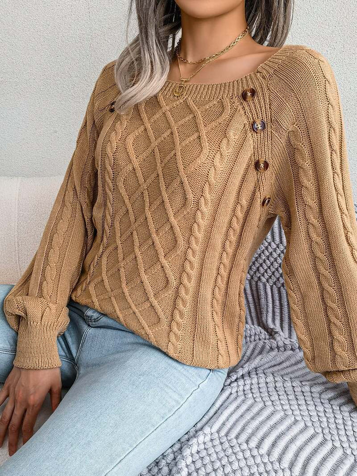 Léonie | Cable-Knit Sweater with Decorative Buttons