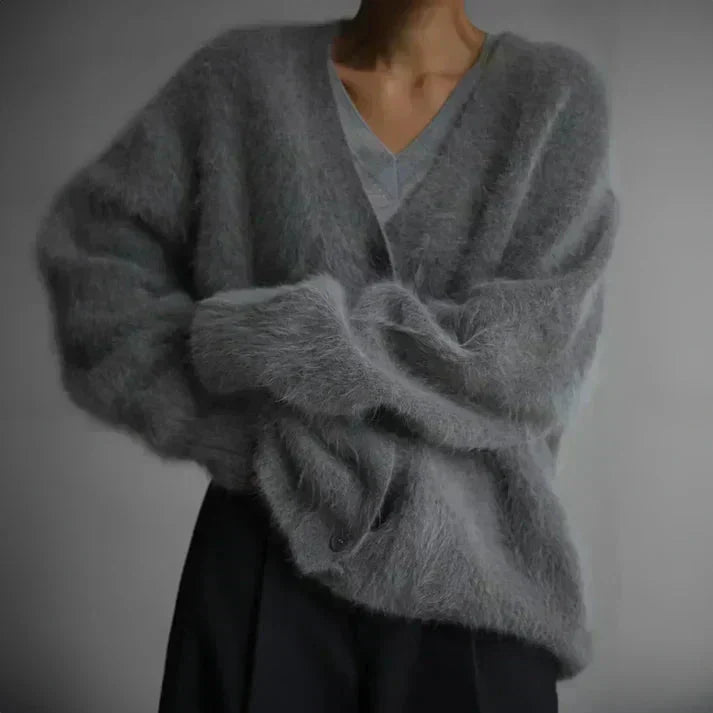 Adele | Fuzzy Mohair Cardigan with Luxurious Soft Handle for Women