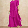 Belle - Flowy Short Sleeve Irregular Layered Long Dress