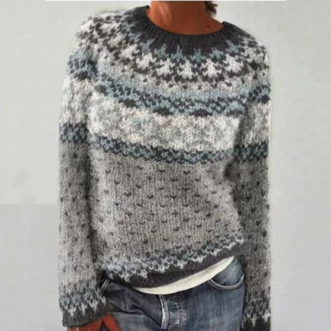Agnes | Nordic Patterned Sweater with Two-Tone Knit for Women