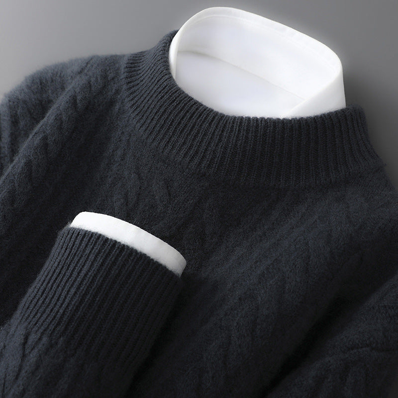 Elliot | Cashmere Cable Knit Sweater with Clean Crew Neck for Men