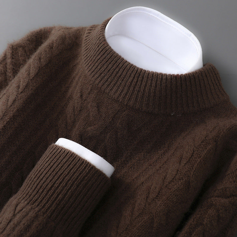 Elliot | Cashmere Cable Knit Sweater with Clean Crew Neck for Men