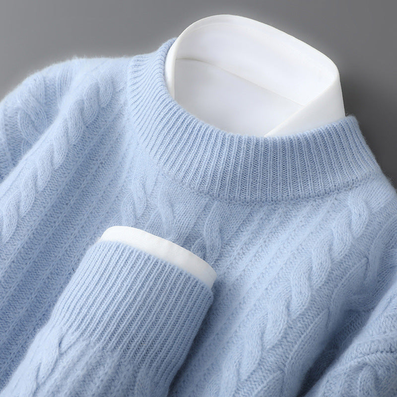 Elliot | Cashmere Cable Knit Sweater with Clean Crew Neck for Men