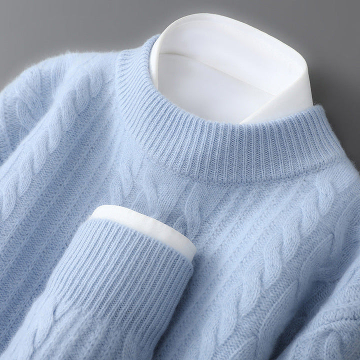 Elliot | Cashmere Cable Knit Sweater with Clean Crew Neck for Men