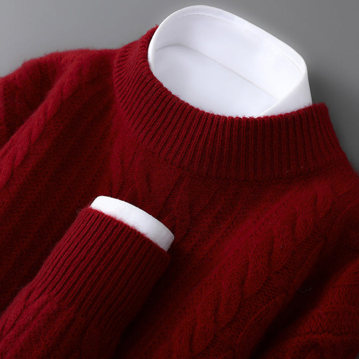 Elliot | Cashmere Cable Knit Sweater with Clean Crew Neck for Men