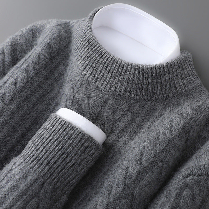 Elliot | Cashmere Cable Knit Sweater with Clean Crew Neck for Men