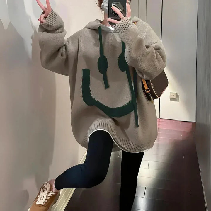 Smiley | Cosy Oversized Hoodie with Playful Motif for Women