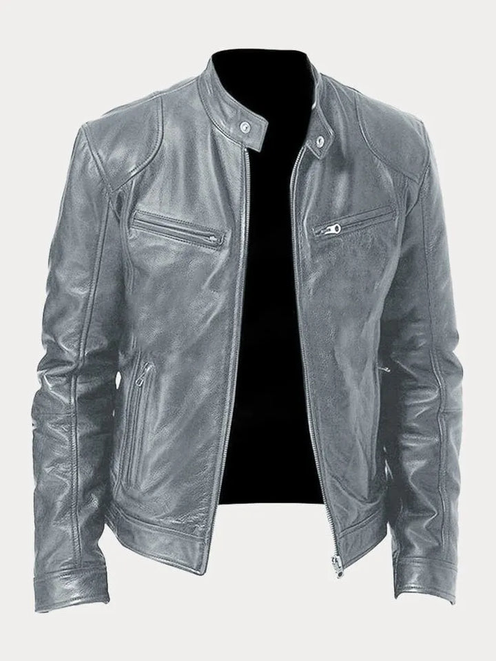 Phineas | Biker Jacket with Stand Collar and Zip Pockets for Women