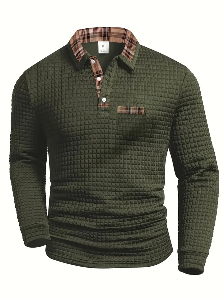 Cason | Refined Knit Polo Sweater with Textured Weave for Men