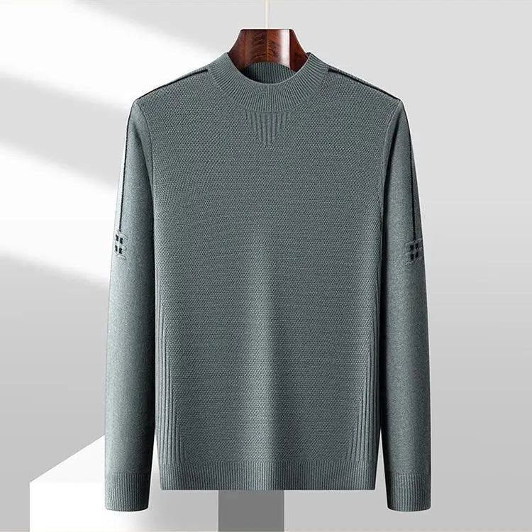 Harriden | Jacquard Knit Sweater with Ribbed Mock Neck for Men
