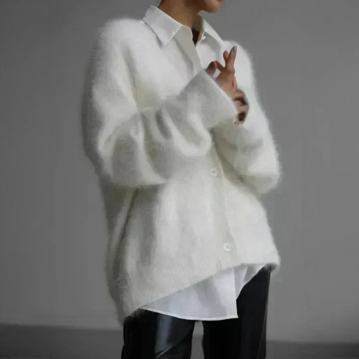 Adele | Fuzzy Mohair Cardigan with Luxurious Soft Handle for Women