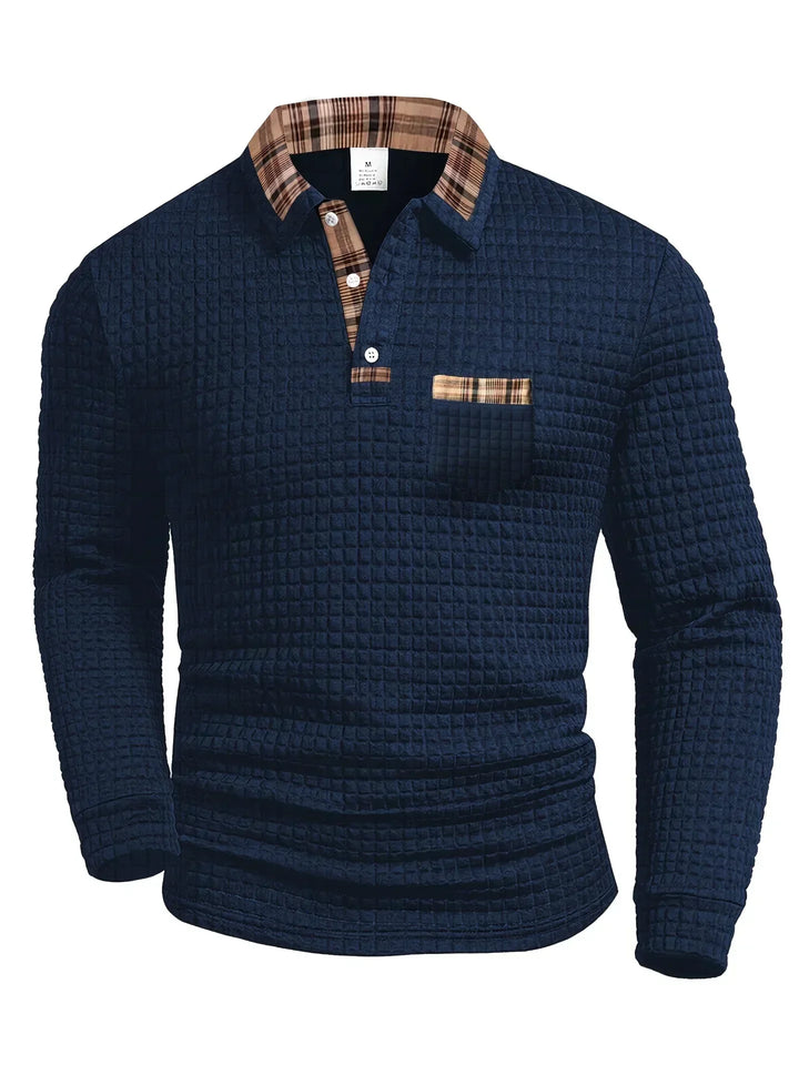 Cason | Refined Knit Polo Sweater with Textured Weave for Men