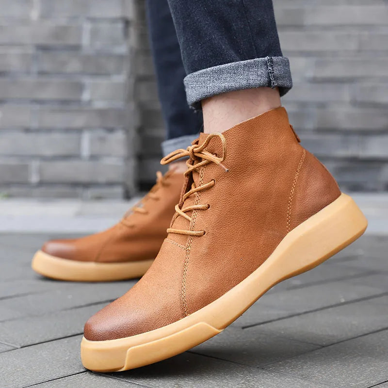 Parker | Leather Shoes with Ankle Height Profile and Cushioned Sole for Men