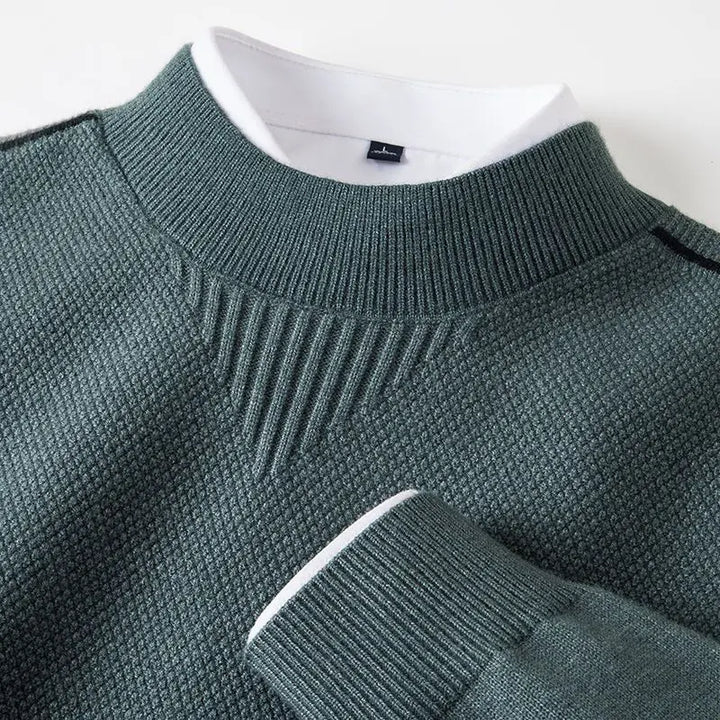 Harriden | Jacquard Knit Sweater with Ribbed Mock Neck for Men