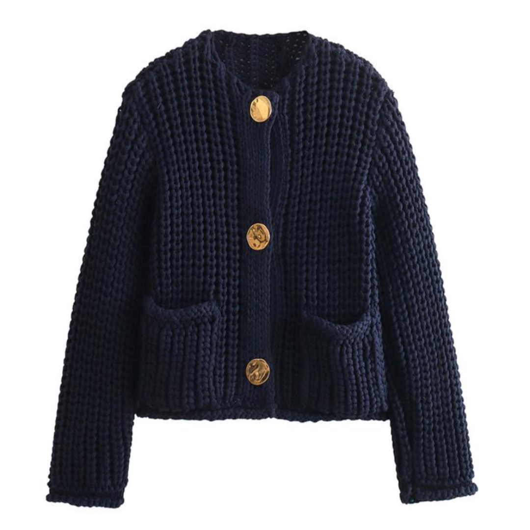 Cassy | Chunky Knit Cropped Cardigan with Elegant Casual Line for Women