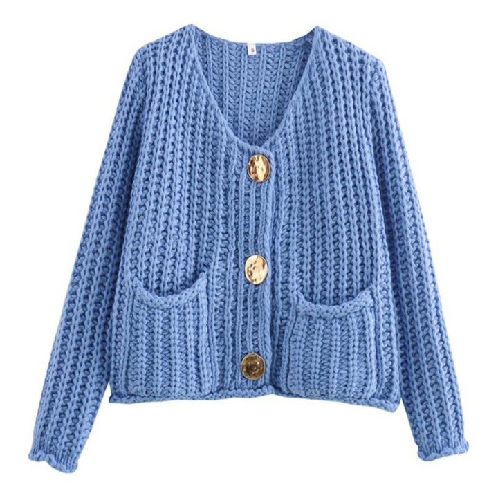 Cassy | Chunky Knit Cropped Cardigan with Elegant Casual Line for Women