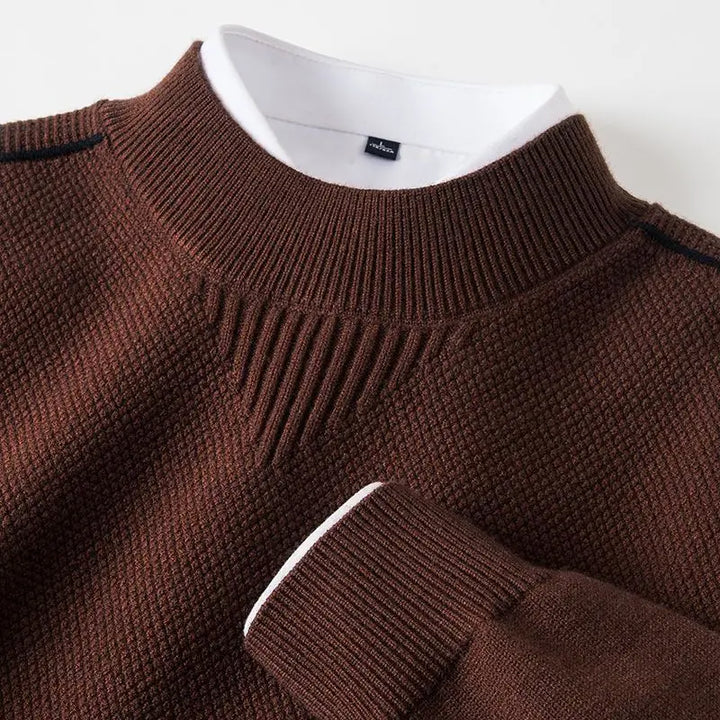 Harriden | Jacquard Knit Sweater with Ribbed Mock Neck for Men