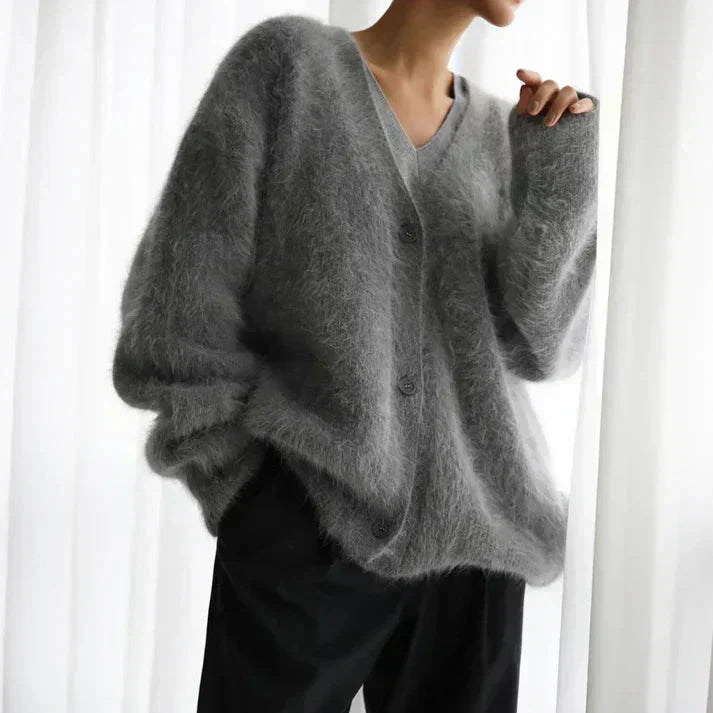 Adele | Fuzzy Mohair Cardigan with Luxurious Soft Handle for Women