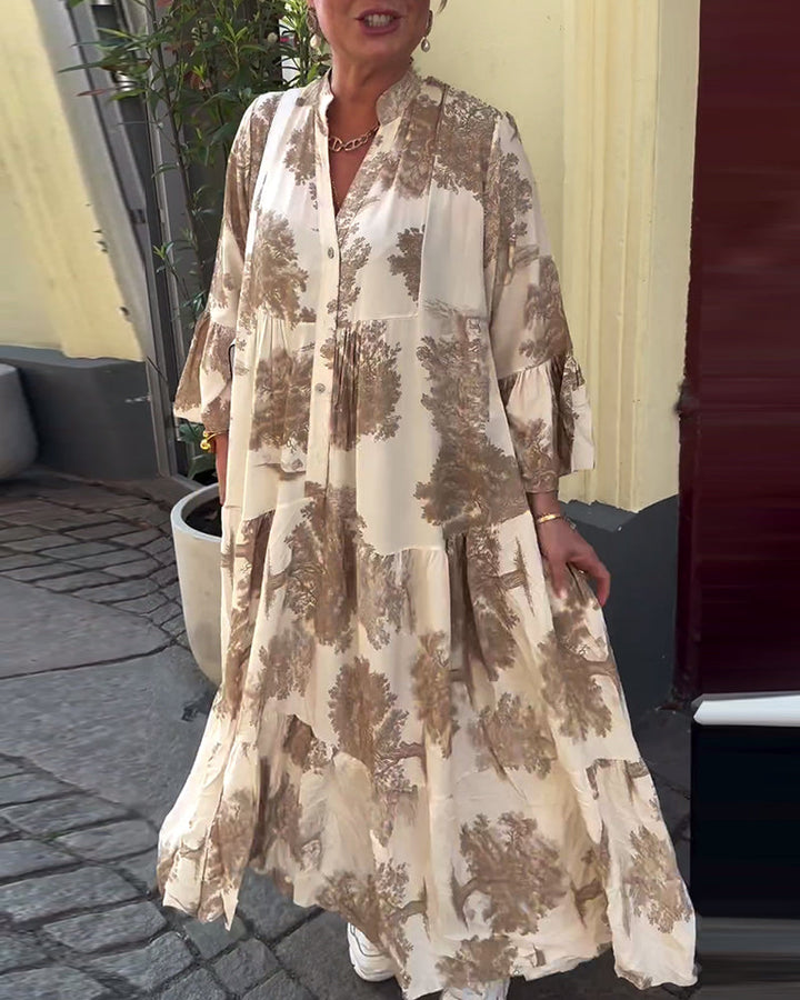 Giavanna - Casual Flared Sleeve Long Printed Dress