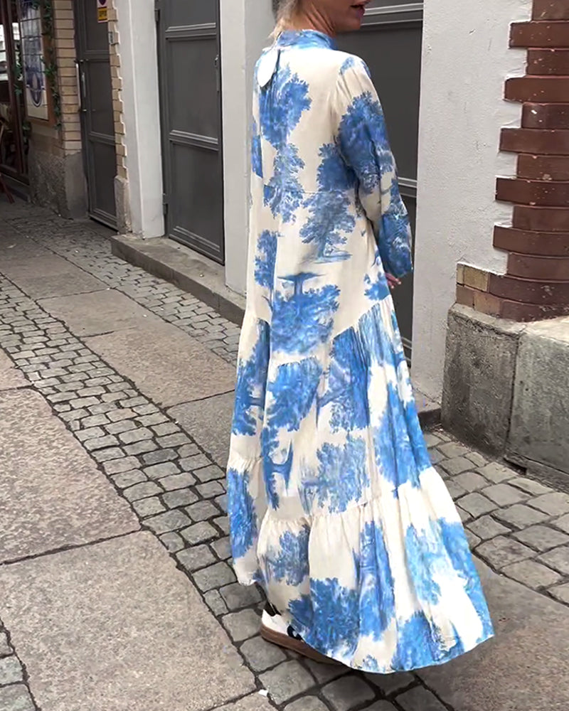 Giavanna - Casual Flared Sleeve Long Printed Dress