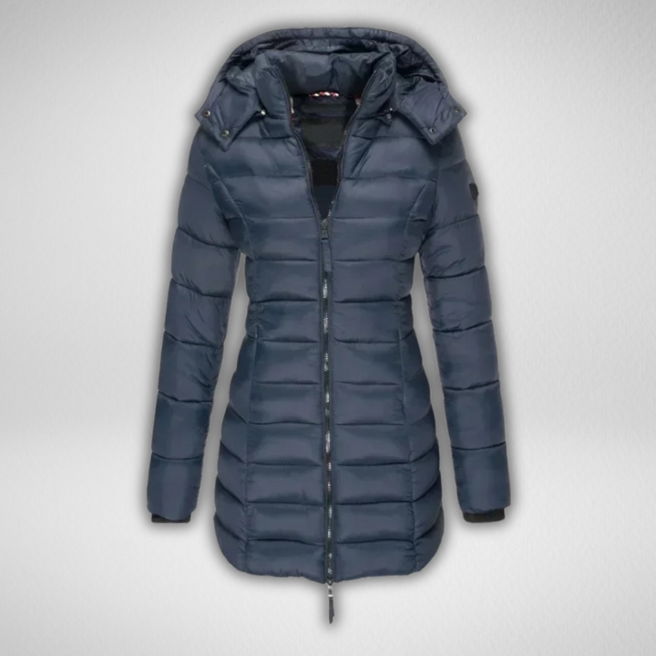 Talia | Long Puffer Jacket with Detachable Hood and Full Zip for Women