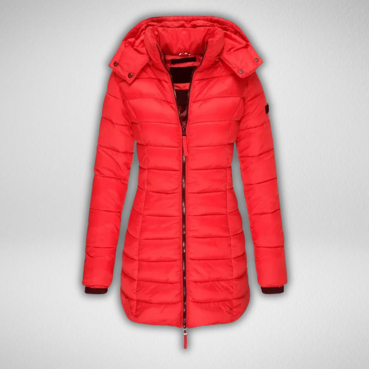 Talia | Long Puffer Jacket with Detachable Hood and Full Zip for Women