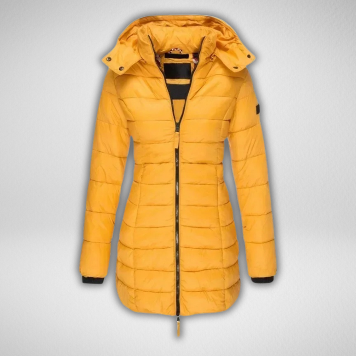 Talia | Long Puffer Jacket with Detachable Hood and Full Zip for Women
