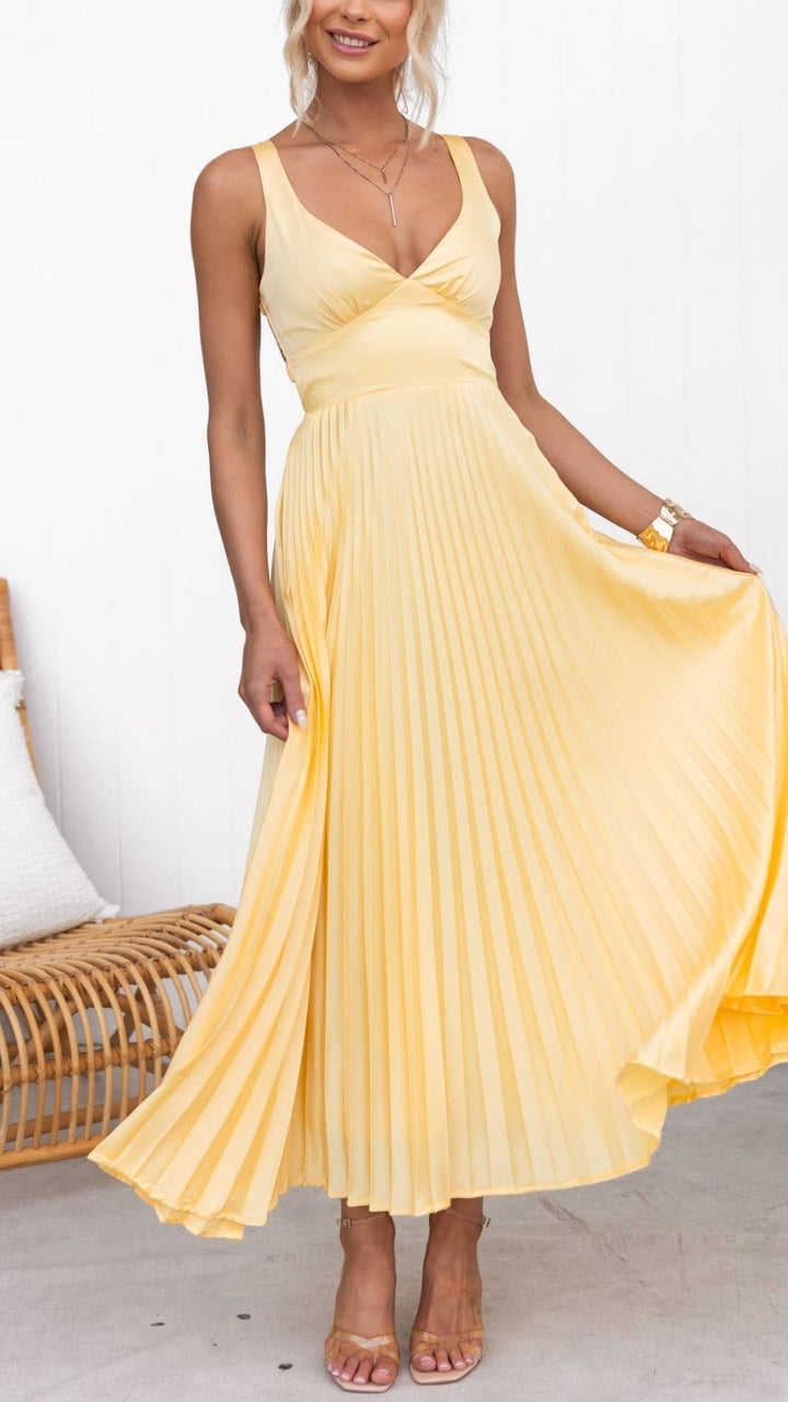 Naomi - Elegant Sling Cinched Waist Party Dress
