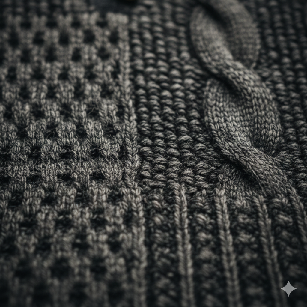 William | Thick Vintage Knit Sweater with Subtle Pattern for Men