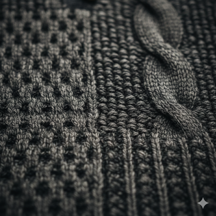 William | Thick Vintage Knit Sweater with Subtle Pattern for Men