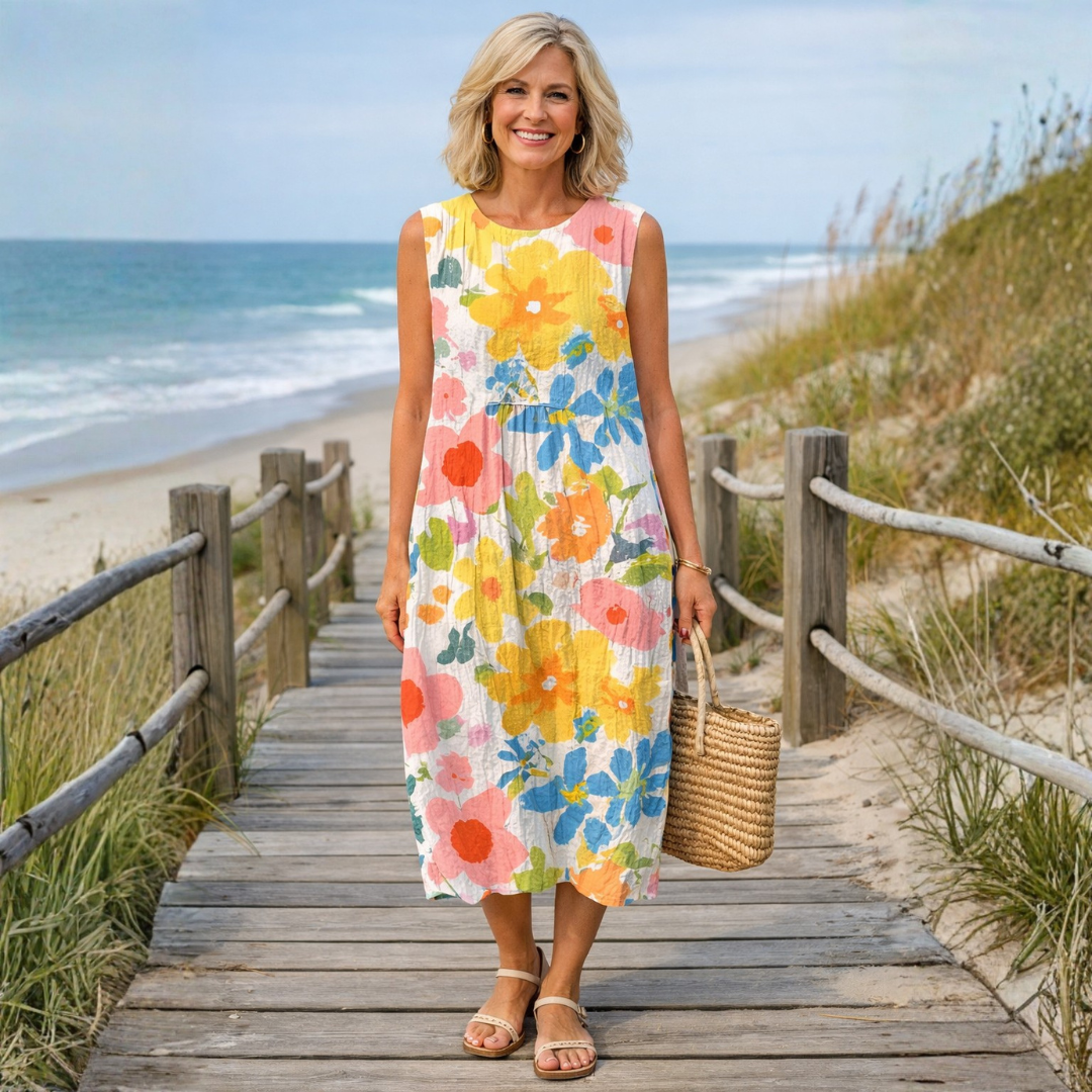 Ella - Pastel Floral Midi Dress