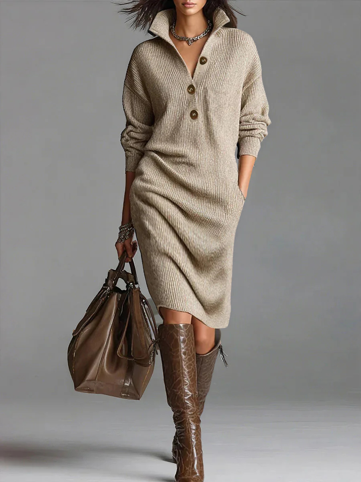 Britt - Chic Ribbed Midi Dress