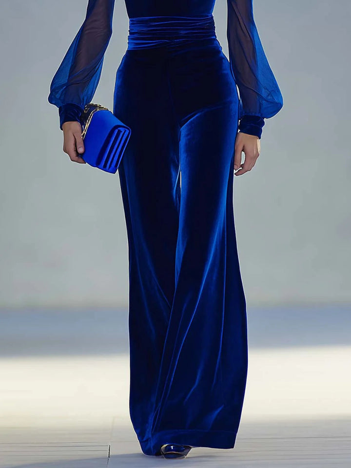 Sabrina | Velvet V Neck Evening Jumpsuit with Flattering Cut for Women