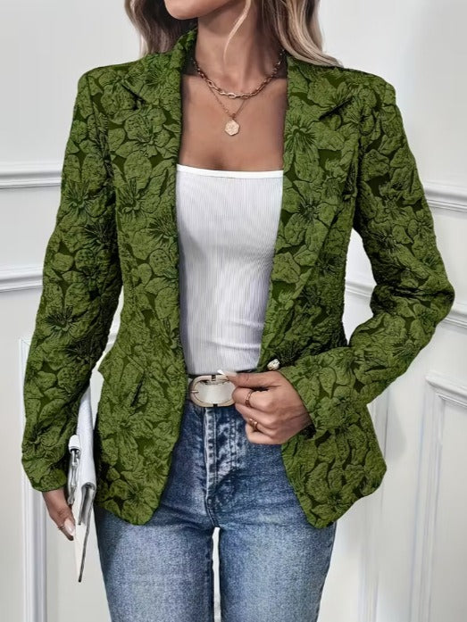 Clemence | Paisley Jacquard Fitted Blazer with Wrapped Lapels