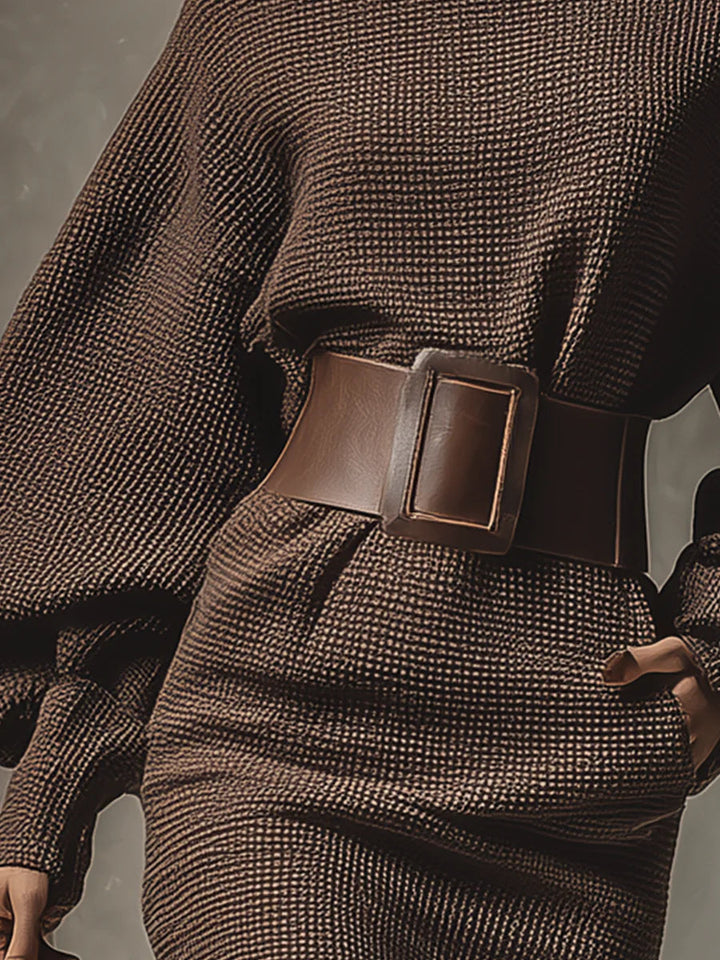 Clea - Short Knit Dress With Belt