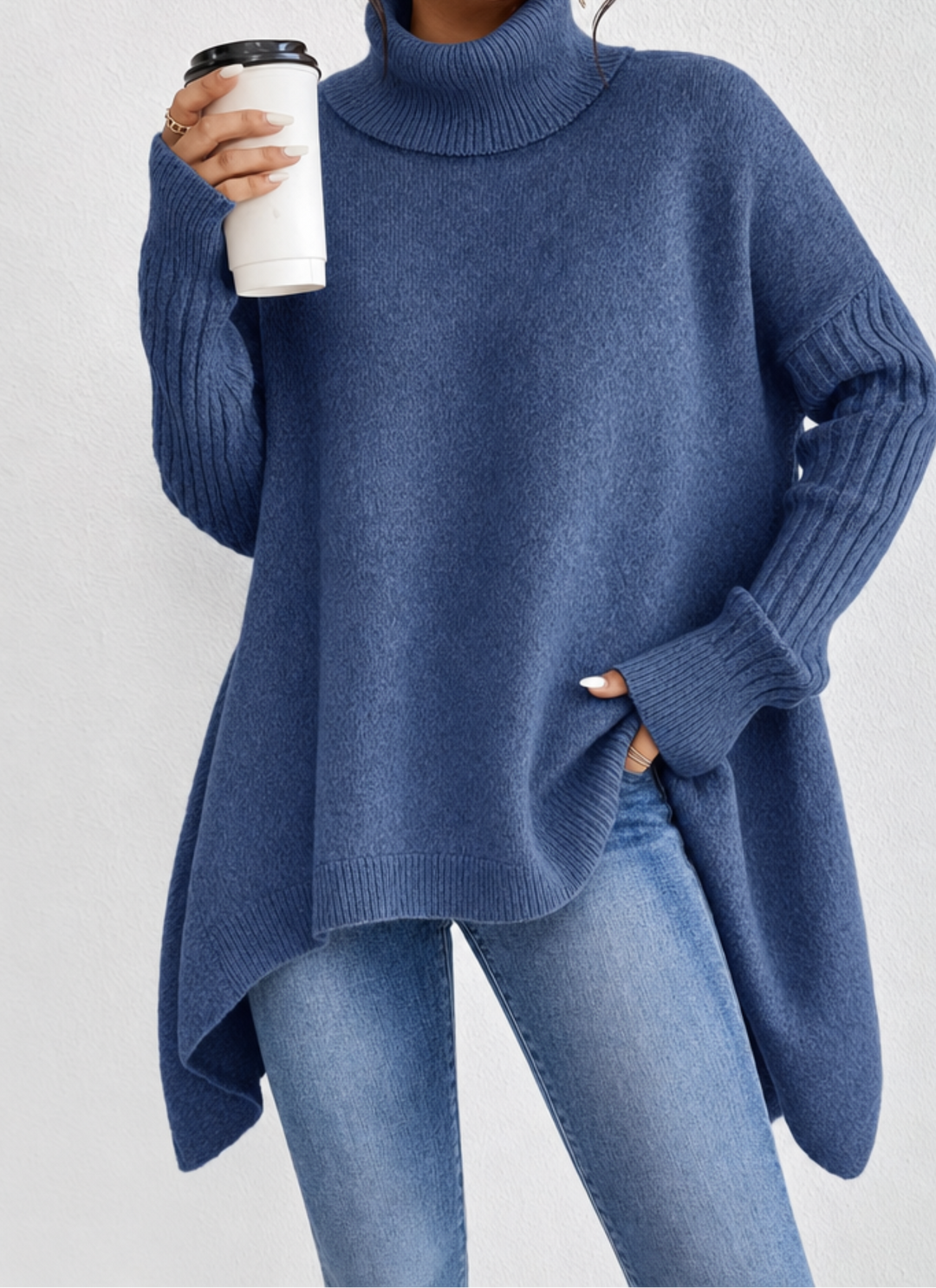 Ingrid | Oversized Ribbed Turtleneck Knit Sweater for Women