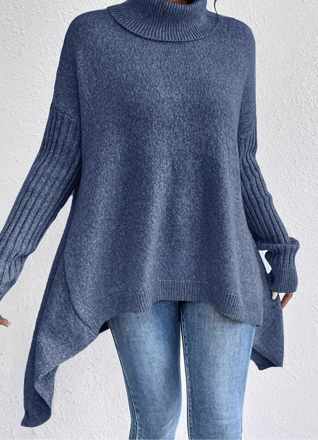 Ingrid | Oversized Ribbed Turtleneck Knit Sweater for Women