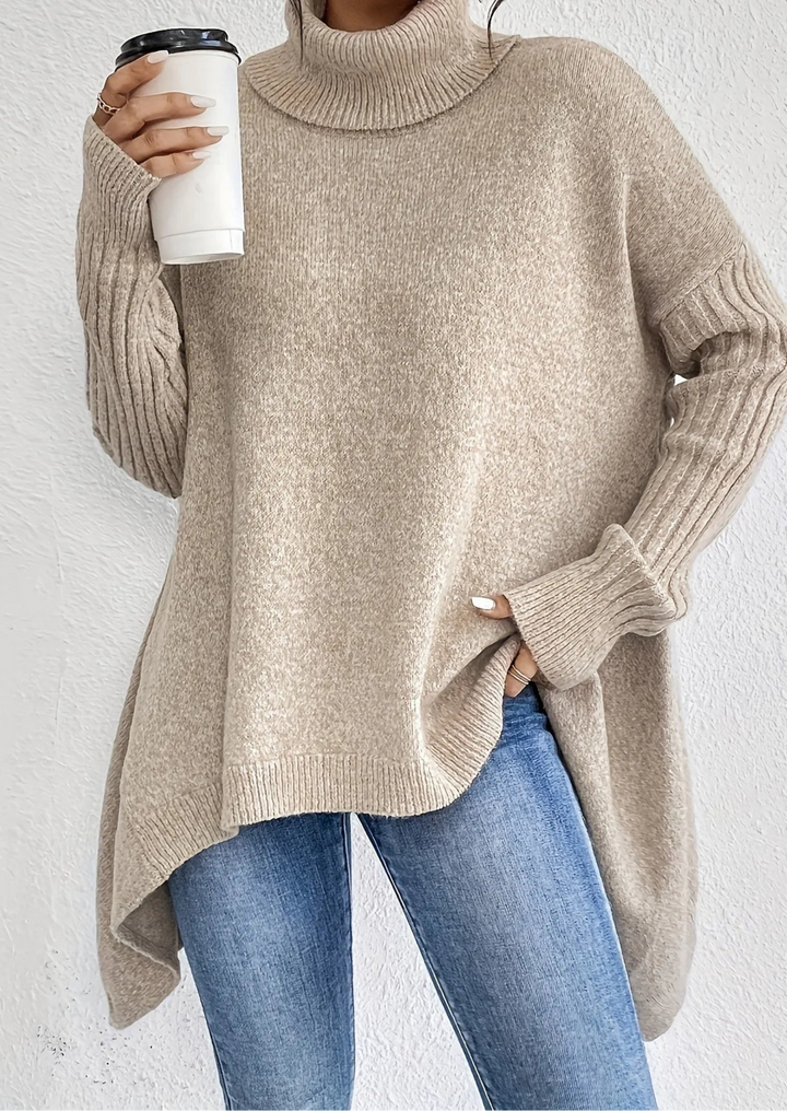 Ingrid | Oversized Ribbed Turtleneck Knit Sweater for Women