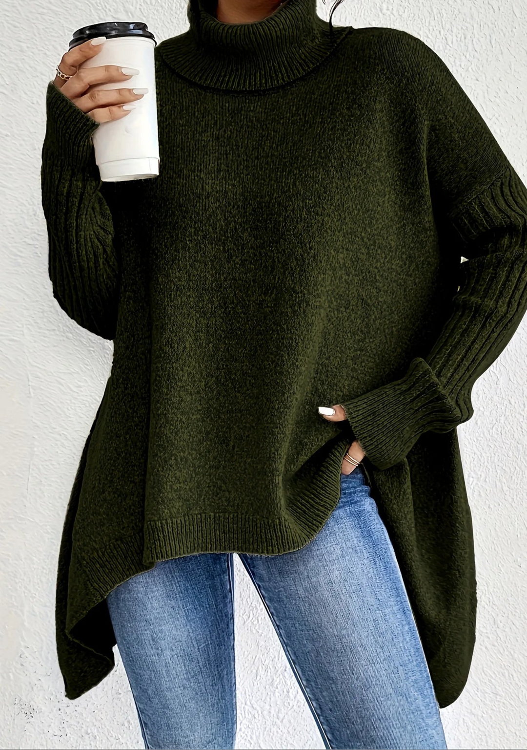 Ingrid | Oversized Ribbed Turtleneck Knit Sweater for Women