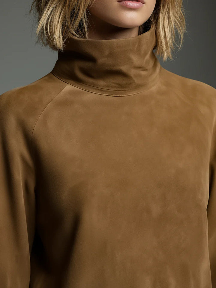 Liv - Oversized Suede Mini Dress With High Collar