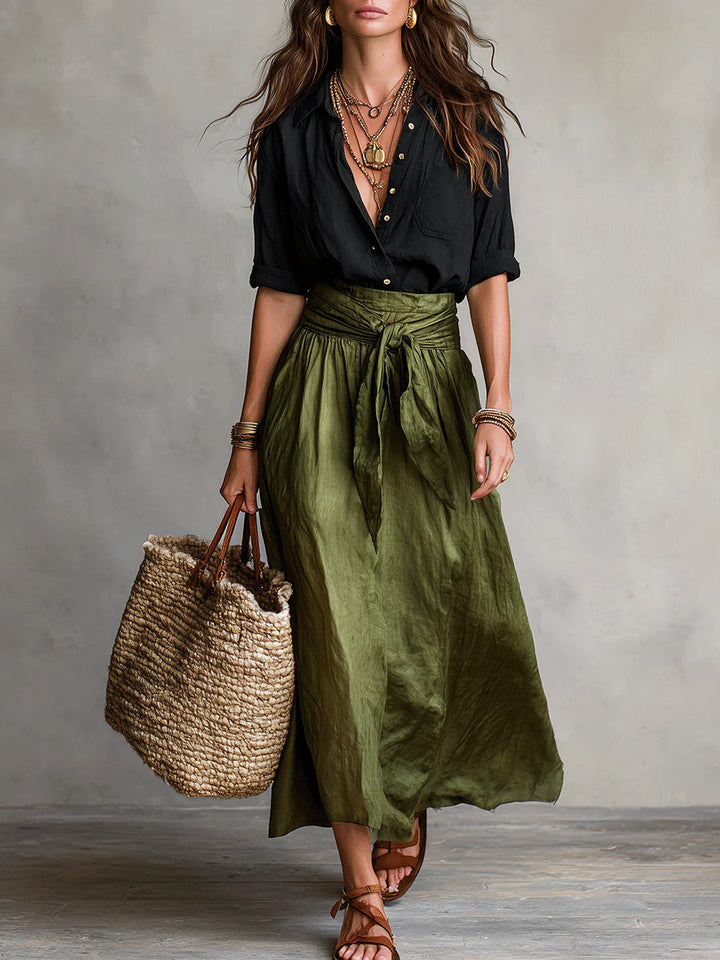 River | Classic Top and Midi Skirt Two Piece Set for Women