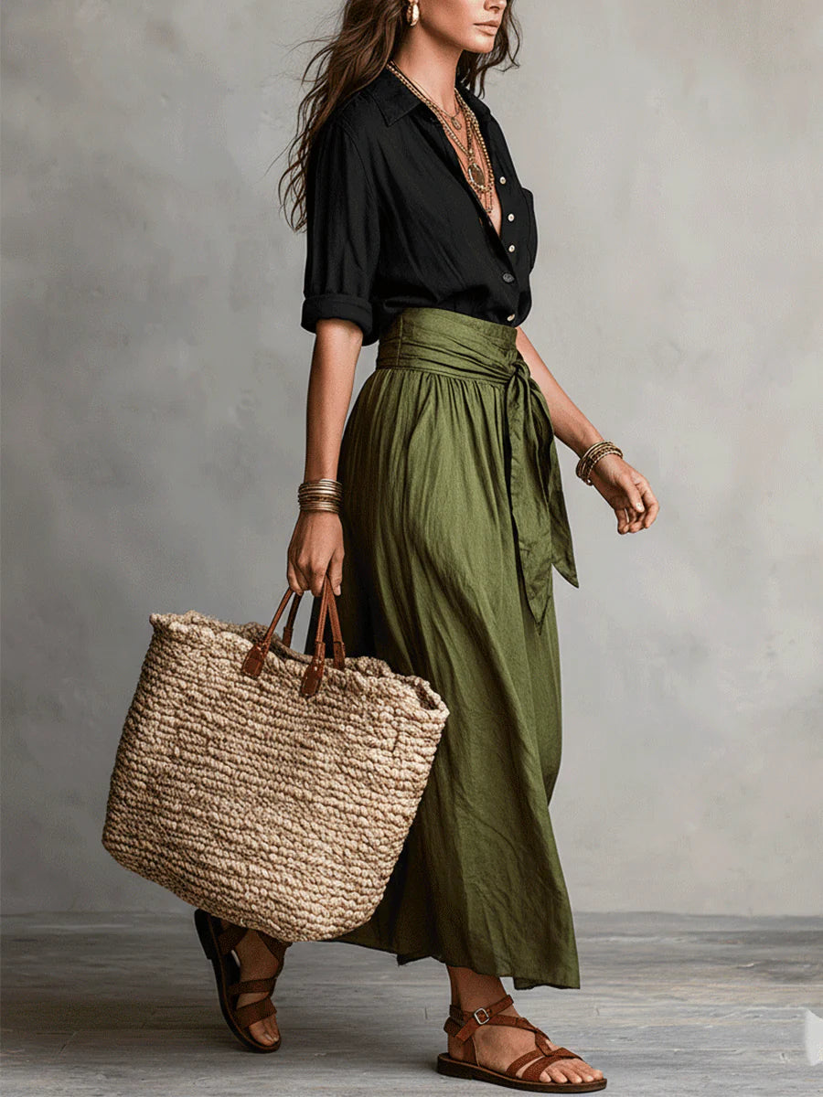 River | Classic Top and Midi Skirt Two Piece Set for Women
