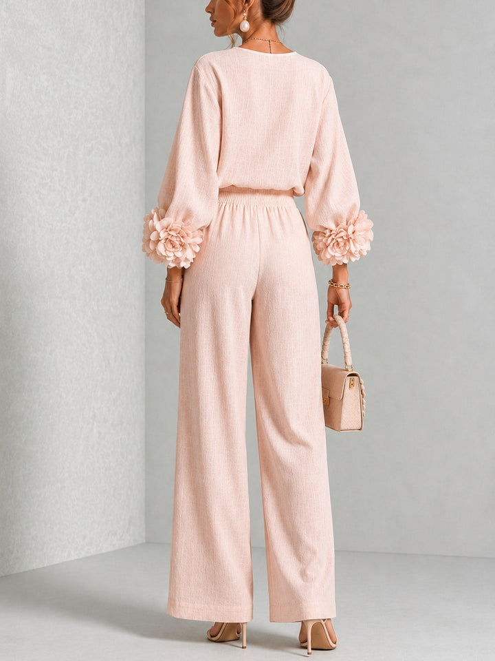 Rosalie | Floral Two Piece Set with Detailed Cuff Finish for Women