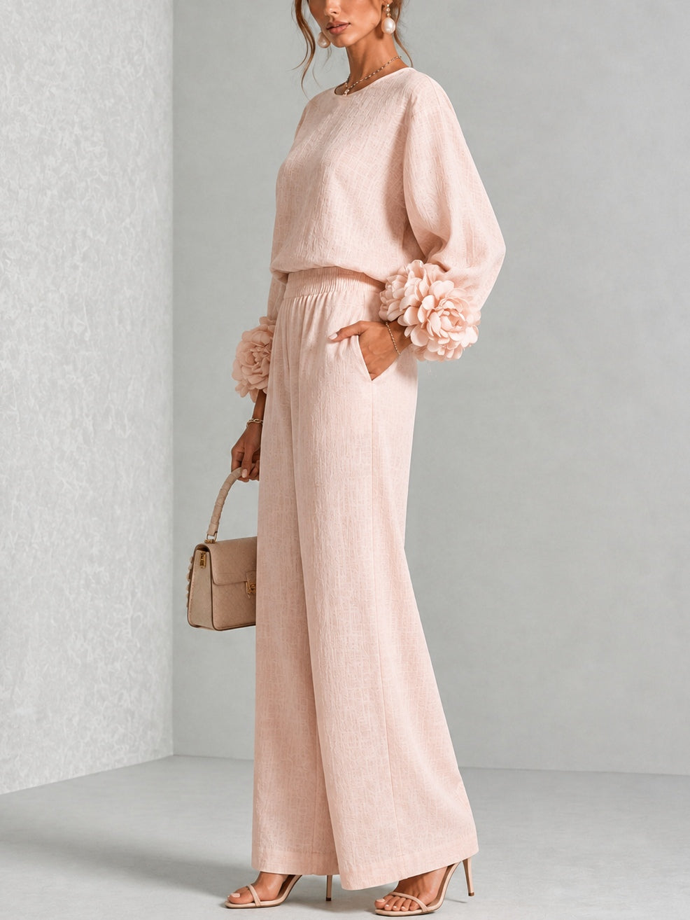 Rosalie | Floral Two Piece Set with Detailed Cuff Finish for Women
