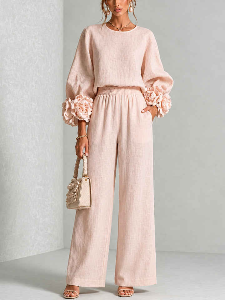 Rosalie | Floral Two Piece Set with Detailed Cuff Finish for Women