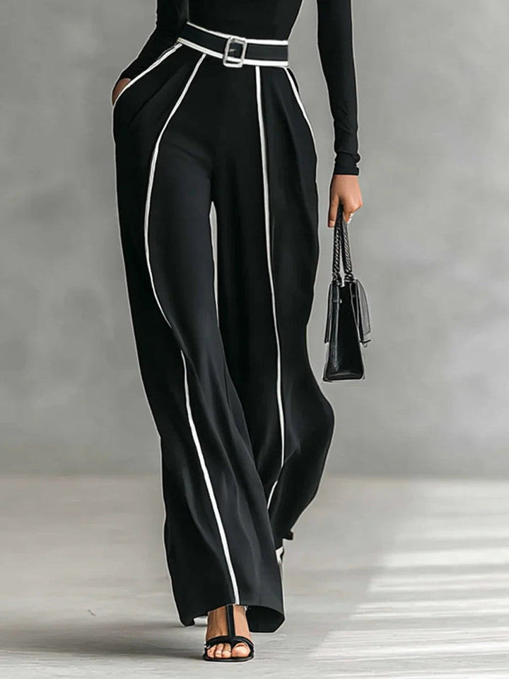 Renata | High-Neck Top and Wide-Leg Trouser Two-Piece Set for Women